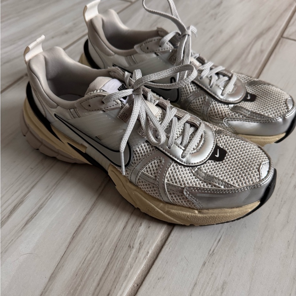 Nike V2K Run Silver and White Sneakers
